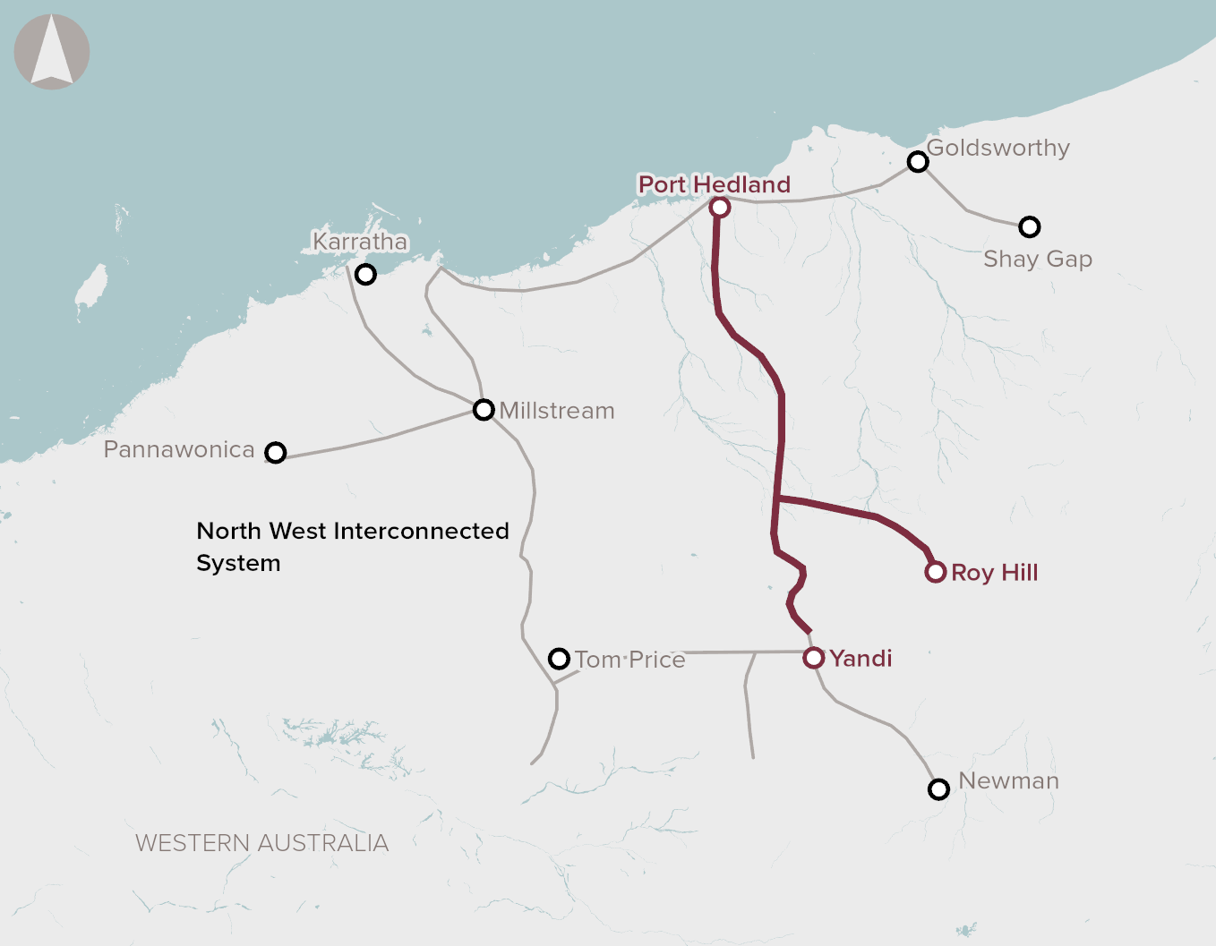 Map showing the pilbara processing hub