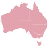 Map  showing all of Australia highlighted